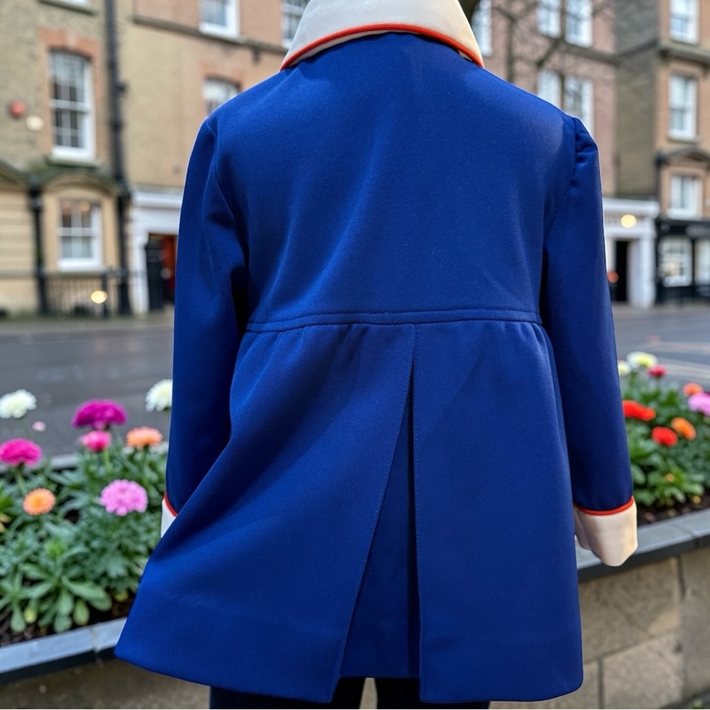 Vintage Navy Girls Dress & Coat Set Embroidered Floral Collar Classic 24M/2T - Picture 11 of 12